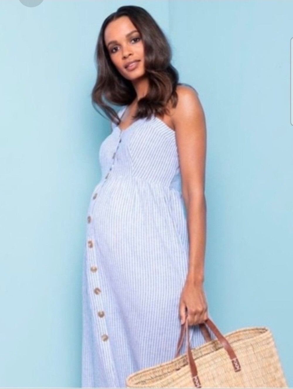 Seraphine Button-Front Maternity & Nursing Linen/Cotton Sundress